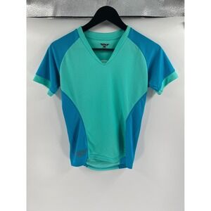Fly Racing Women's Teal Blue V-Neck Short Sleeve Cycling Jersey Size S